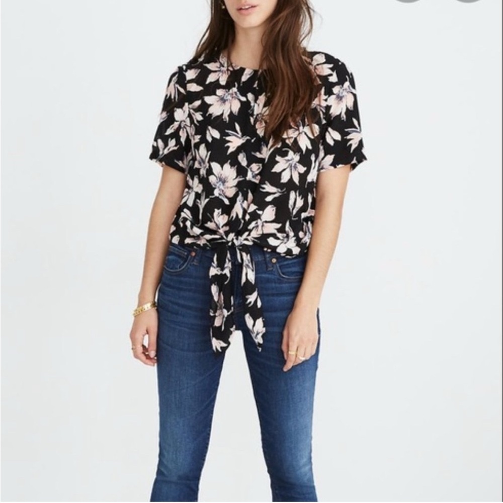 Madewell Silk Tie Front Blouse